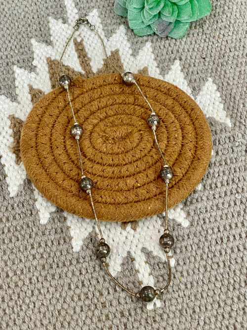 Handmade Sterling Silver Beaded Necklace & Bracelet Set