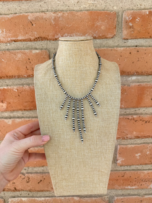 Handmade Sterling Silver Beaded Waterfall Necklace