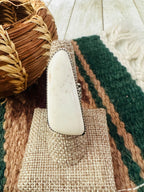 Old Pawn Handcrafted White Buffalo & Sterling Silver Inlay Ring Size 6.75