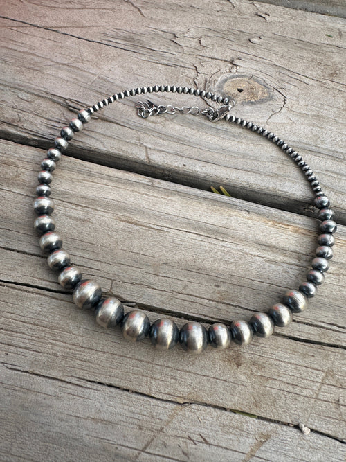 Handmade Handcrafted Pearl Style Sterling Silver Beaded Wrap Choker Necklace