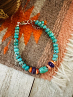 Navajo Multi Stone & Sterling Silver Beaded Bracelet