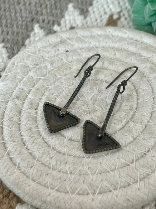 Vintage Handmade Copper Triangle Dangle Earrings