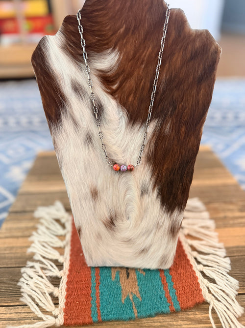 Handmade Sterling Silver & Pink Dream Mojave Beaded Necklace