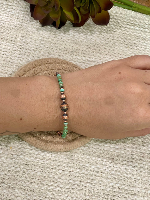 Handmade Copper & Turquoise Beaded Bracelet