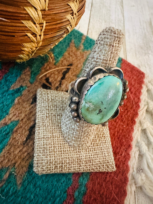 Old Pawn Navajo Sterling Silver & Turquoise Ring Size 8.5