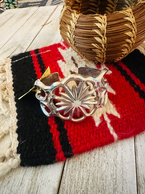 Vintage Old Pawn Hand Silver Cuff Bracelet