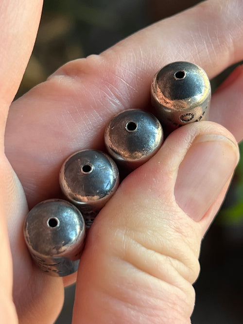 Handmade Stamped Sterling Silver Fat Barrel Beads, The Dancer