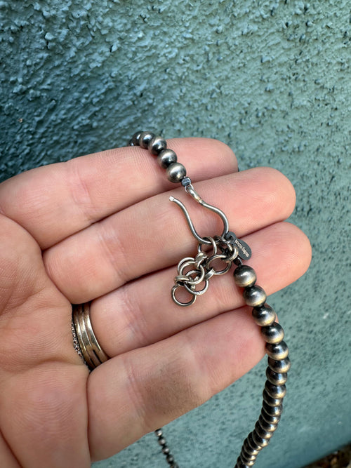 3mm Sterling Silver Pearl Style Beaded Necklace w/ 2 inch extender