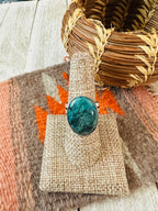 Old Pawn Navajo Sterling Silver & Turquoise Ring Size 8