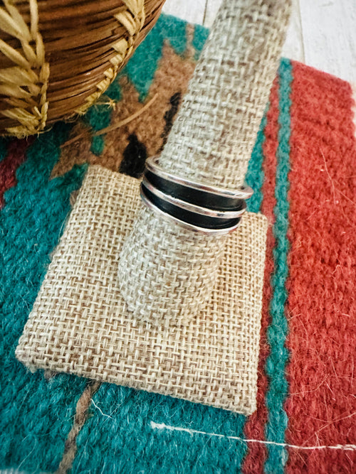 Old Pawn Navajo Sterling Silver Band Ring by Tom Hawk Size 9