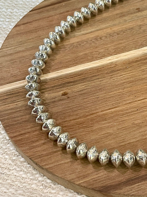 Handmade Sterling Silver 12 MM Beaded Necklace