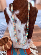 Old Pawn Handcrafted Turquoise & Heishi Shell Beaded 28” Necklace