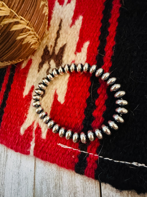 Navajo 8mm Sterling Silver Pearl Beaded Stretch Bracelet 7"