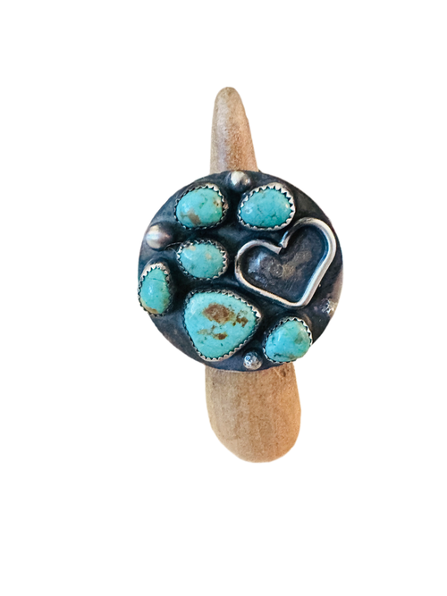 Old Pawn Navajo Sterling Silver & Turquoise Ring Size 5