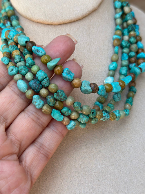 Old Pawn Kingman Turquoise Navajo Beaded Necklace