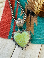 Apache Turquoise & Sterling Silver Heart Pendant by Rosella Paxson