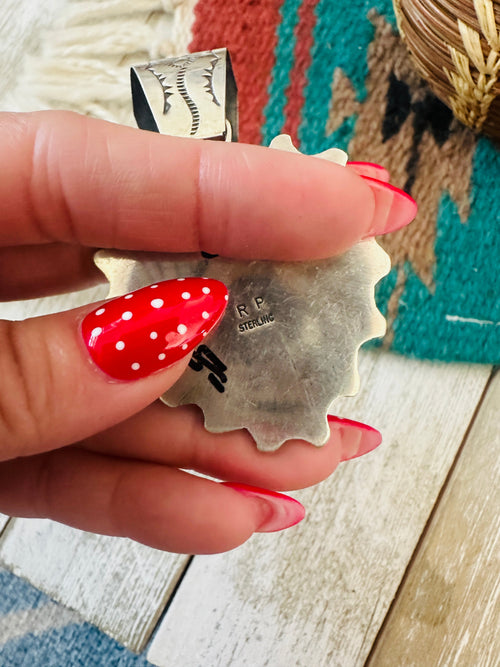 Apache Turquoise & Sterling Silver Heart Pendant by Rosella Paxson