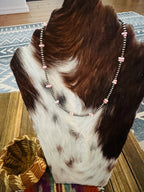 Handcrafted Queen Pink Conch & Sterling Silver 18” Beaded Necklace
