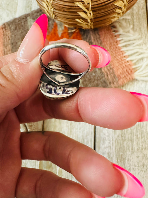 Old Pawn Navajo Sterling Silver & Turquoise Ring Size 7.25
