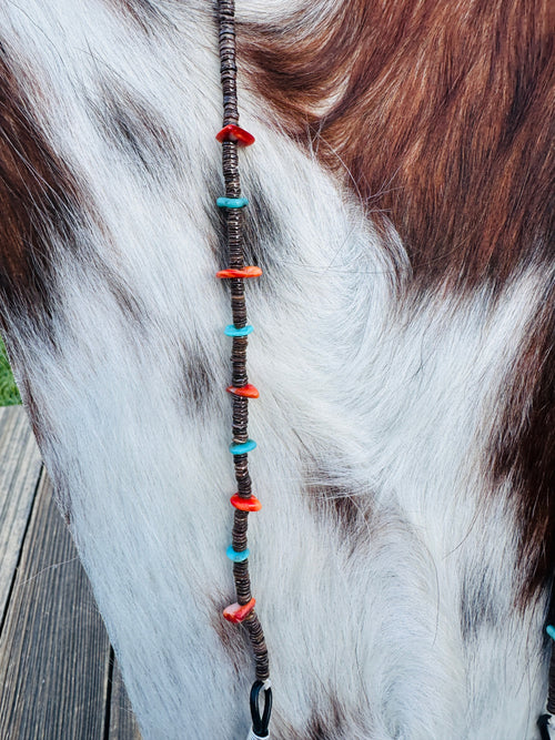 Handcrafted Turquoise, Spiny Oyster & Heishi Beaded Glasses Strap
