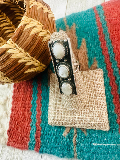 Handcrafted Old Pawn Sterling Silver & Mother of Pearl Ring Size 6