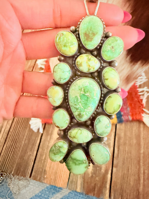 Handcrafted Turquoise & Sterling Silver Cluster Beaded Necklace by Travis Jim
