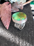 Raymond Coriz Handcrafted Royston Turquoise Cocktail Ring, Size 9