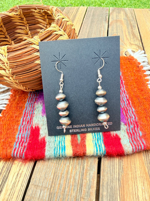 Handcrafted Sterling Silver Pearl Beaded Dangle Earrings