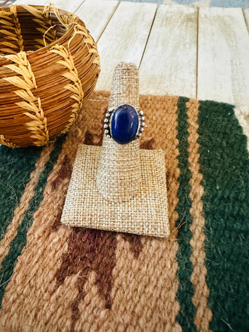 Handcrafted Old Pawn Sterling Silver & Lapis Ring Size 6.5