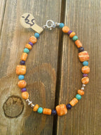 Handcrafted Spiny & Multi Stone Sterling Silver Beaded Bracelet