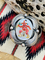 Vintage Zuni Multi Stone & Sterling Silver Inlay Mud Head Cuff Bracelet Signed /