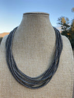 Handcrafted Sterling Silver Saucer Pearls 3mm Beaded Necklace 30 Inch