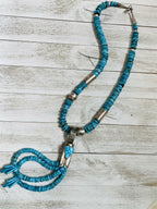 Santo Domingo Sterling Silver & Turquoise Jacla Necklace by Daniel Coriz