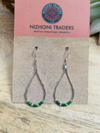 Handcrafted Sterling Liquid Silver & Malachite Beaded Dangle Earrings