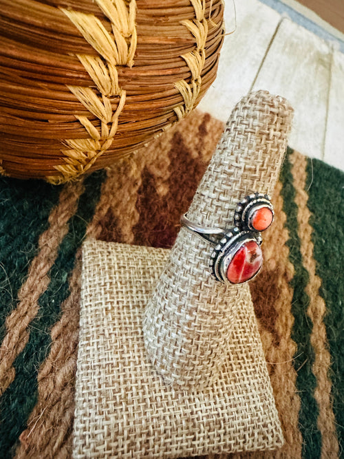 Handcrafted Old Pawn Sterling Silver & Spiny Ring Size 6.25