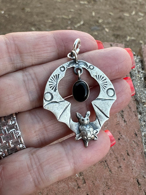 Halloween Collection Sterling Silver & Onyx Bat Charm