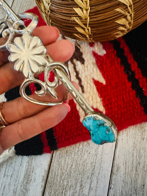 Old Pawn Turquoise & Sterling Silver Hair Pin