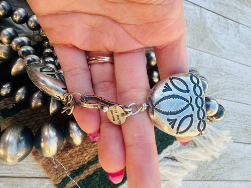 Handcrafted Triple Strand Sterling Silver Pearl Beaded Necklace by Rose Martin