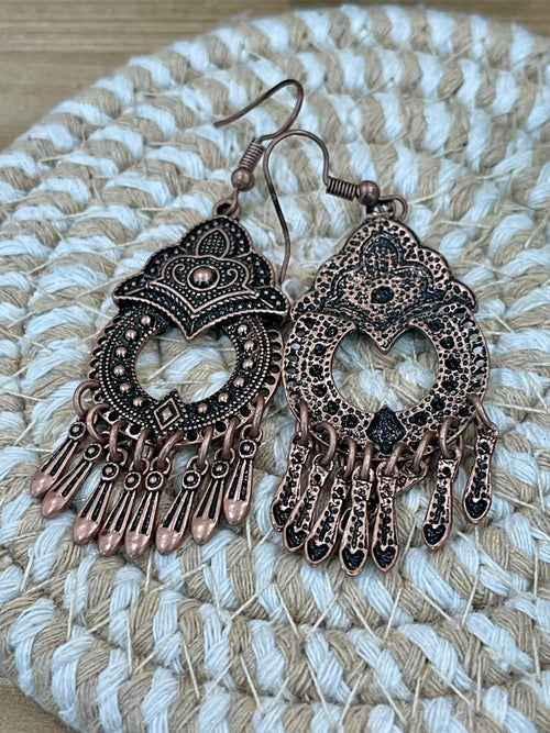 Vintage Handmade Copper Dangle Earrings