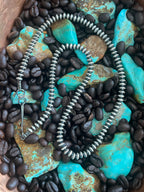 Vinita Cowboy Handcrafted 5.5mm Sterling Silver Navajo Saucer Pearls, 21 inches