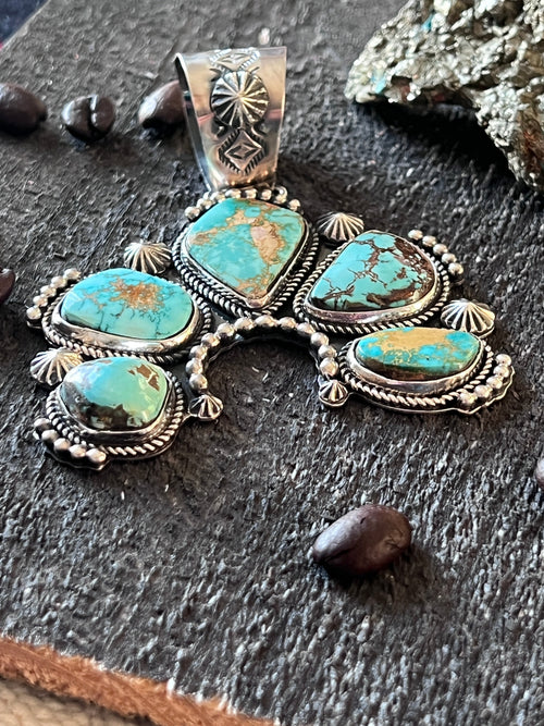 Handcrafted Sterling Silver and Royston Turquoise Naja Pendant by Rosella Paxson