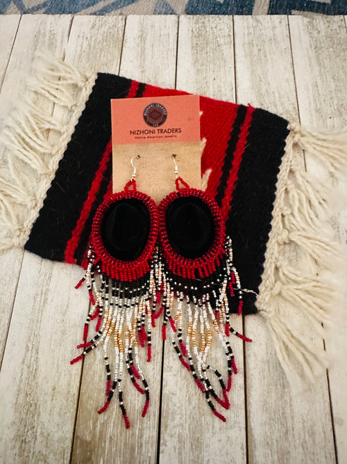 Navajo Beaded Cowboy Hat Dangle Earrings