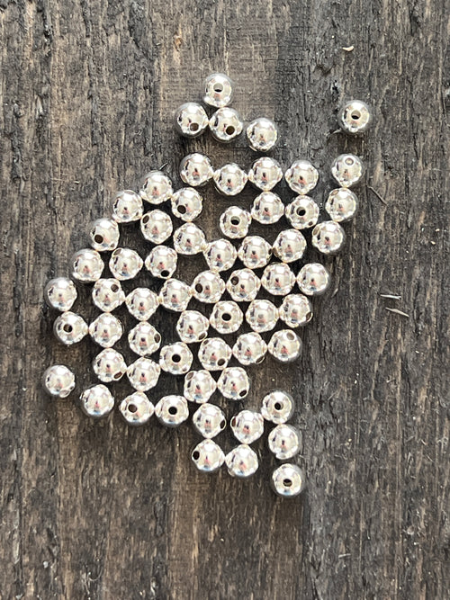 25 Bright Sterling Silver Machine Made Seamless Round Beads, 5mm