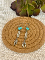 Old Pawn Handmade Sterling Silver & Turquoise Dangle Earrings