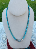 Handcrafted Turquoise & Sterling Silver Beaded Necklace
