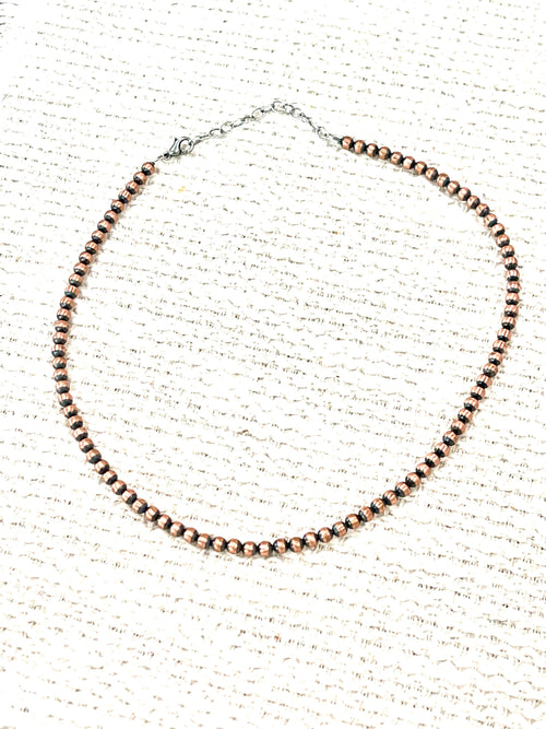 Handmade Copper 14” 4mm Beaded Necklace