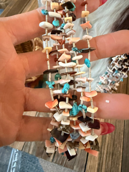 Old Pawn Handcrafted Multi Stone & Heishi Beaded 30” Necklace