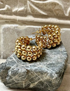 Triple Beaded Hoop Earrings 18k Gold-Plated