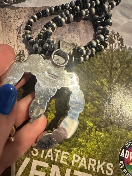 Handmade Sterling Silver Onyx Beaded Naja Necklace Set By Dan Dodson