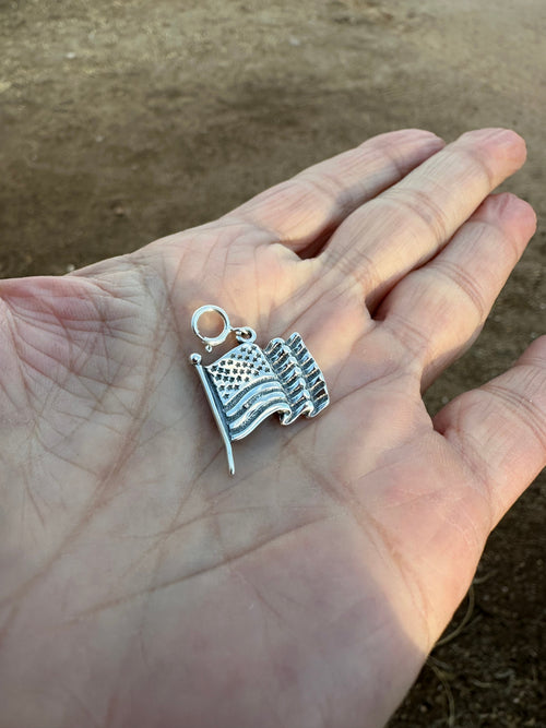 Handcrafted Sterling Silver United States Flag Charm